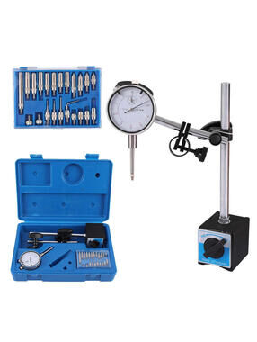 Qnkaa Dial Indicator with Magnetic Base Holder Fine Adjustable Long Arm 0-1"